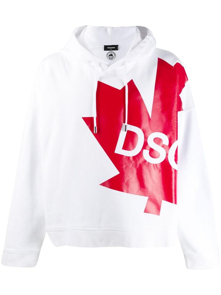 Dsquared2 Logo Drawstring Hoodie - White