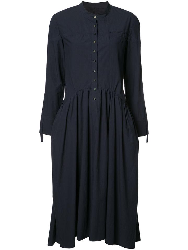 Deep Moss Flared Shirt Dress, Women's, Size: Medium, Blue, Cotton