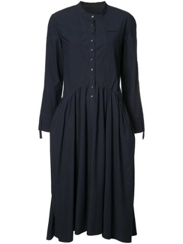 Deep Moss Flared Shirt Dress, Women's, Size: Medium, Blue, Cotton