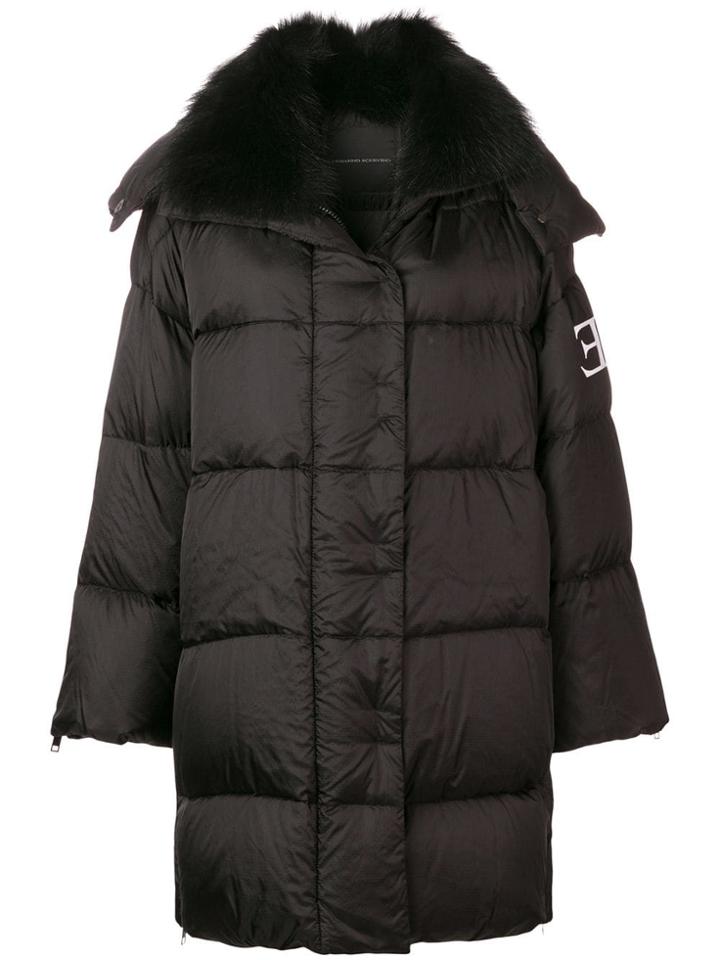 Ermanno Scervino Fur Trim Padded Coat - Black