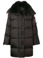 Ermanno Scervino Fur Trim Padded Coat - Black