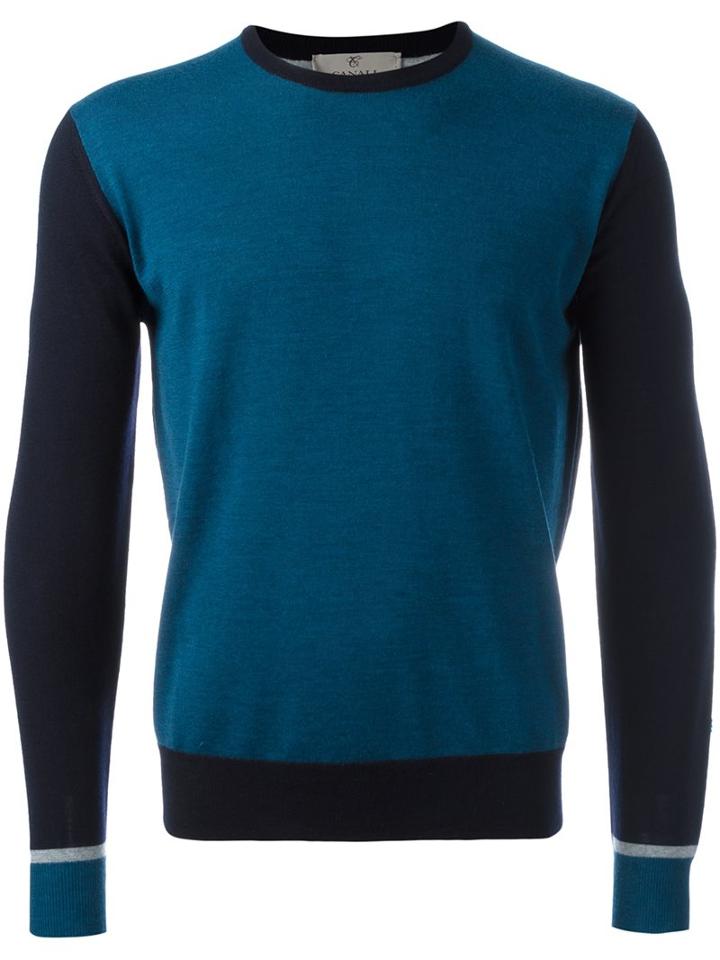 Canali Contrast Sleeve Jumper