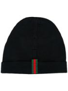 Gucci Striped Detailing Beanie, Men's, Size: Medium, Blue, Wool/cotton/viscose