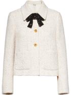 Miu Miu Tweed Cropped Jacket - White