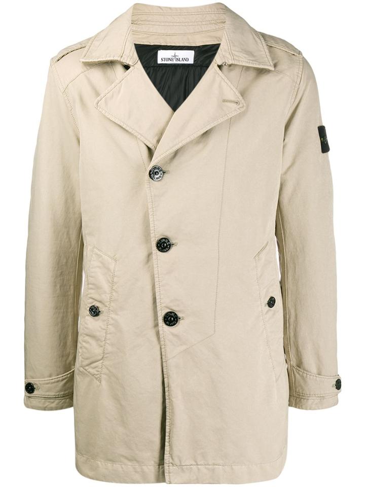 Stone Island Short Single-breasted Coat - Neutrals