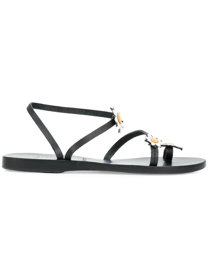Fabrizio Viti Floral Flat Sandals - Black