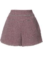 Chloé Raw-edged Shorts, Women's, Size: 38, Pink/purple, Acetate/cotton/polyester/silk