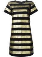 Marc By Marc Jacobs Metallic Stripe Shortsleeved Dress, Women's, Size: 2, Black, Cotton/polyester/metallic Fibre
