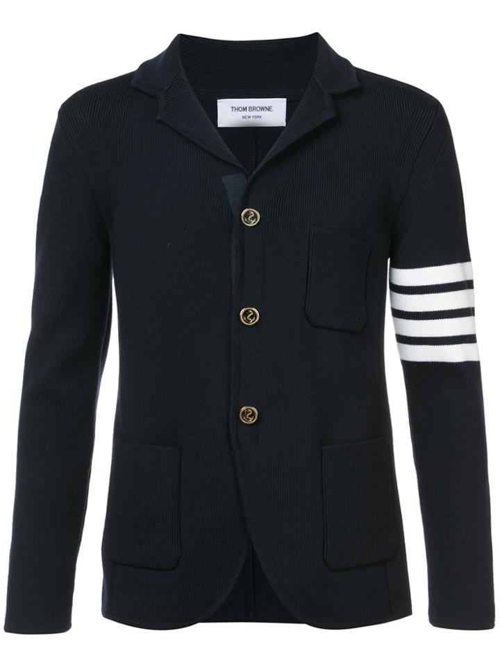 Thom Browne Ribbed-knit Blazer - Blue