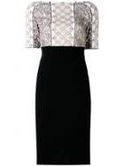 Talbot Runhof Lace Appliqué Fitted Dress - White