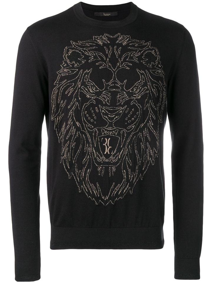 Billionaire Embroidered Lion Jumper - Black