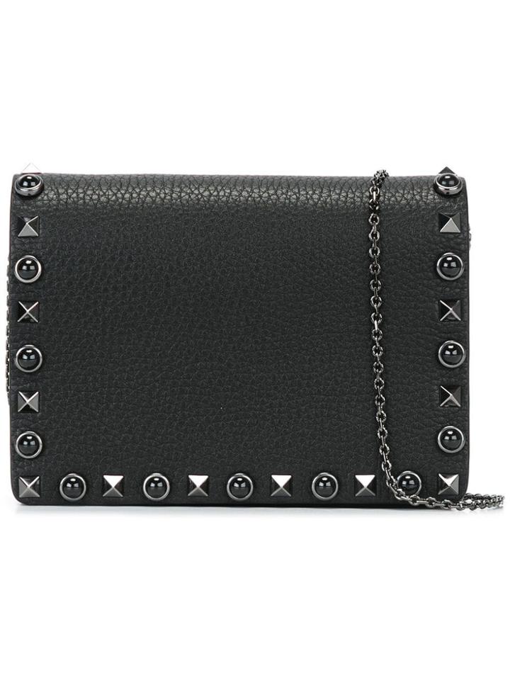 Valentino Valentino Garavani Rockstud Rolling Noir Foldover Clutch -