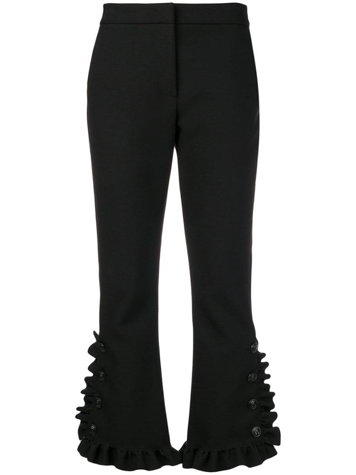 Msgm Ruffled Cropped Trousers - Black