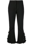 Msgm Ruffled Cropped Trousers - Black