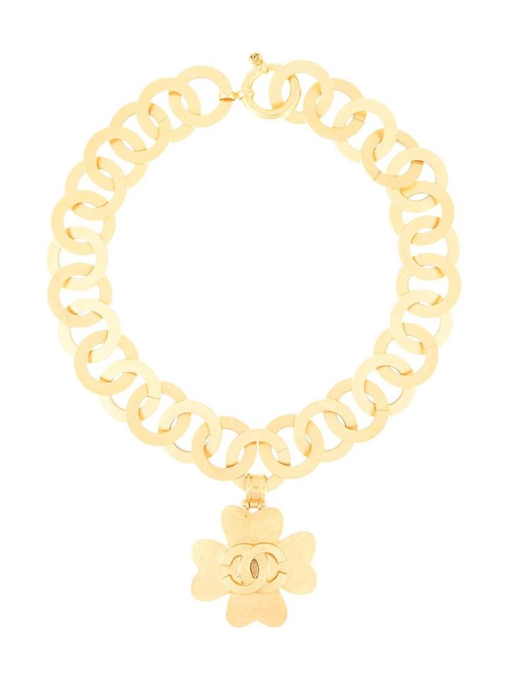 Chanel Pre-owned 1995 Spring Cc Clover Necklace - Gold