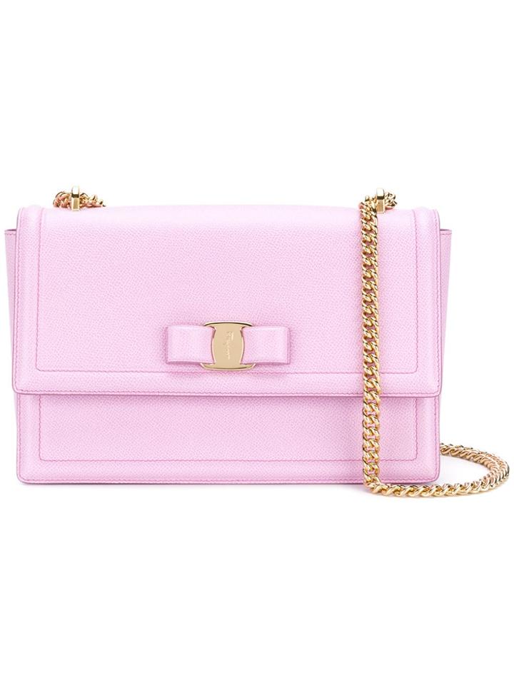 Salvatore Ferragamo Vara Bow Medium Shoulder Bag - Pink & Purple
