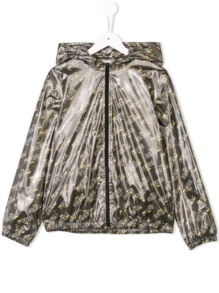 Fendi Kids Fendimania Lightweight Printed Jacket - Brown