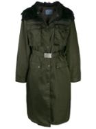 Prada Faux-fur Collar Coat - Green