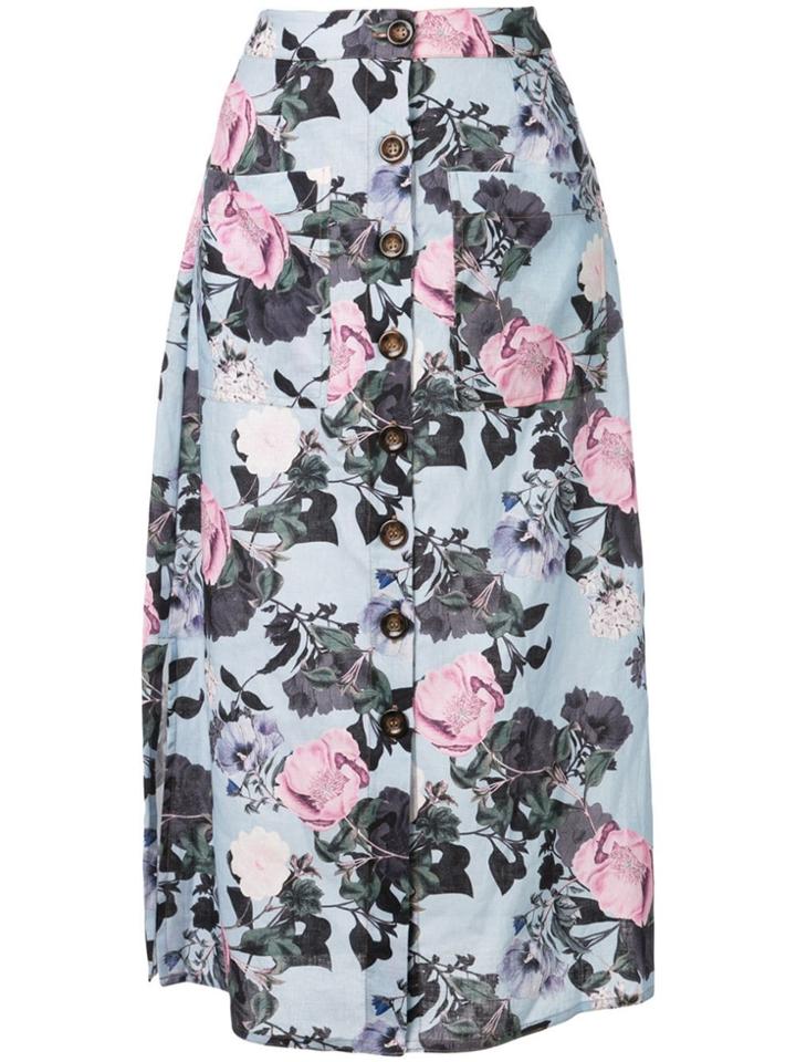 Nicholas Front Button Skirt - Blue