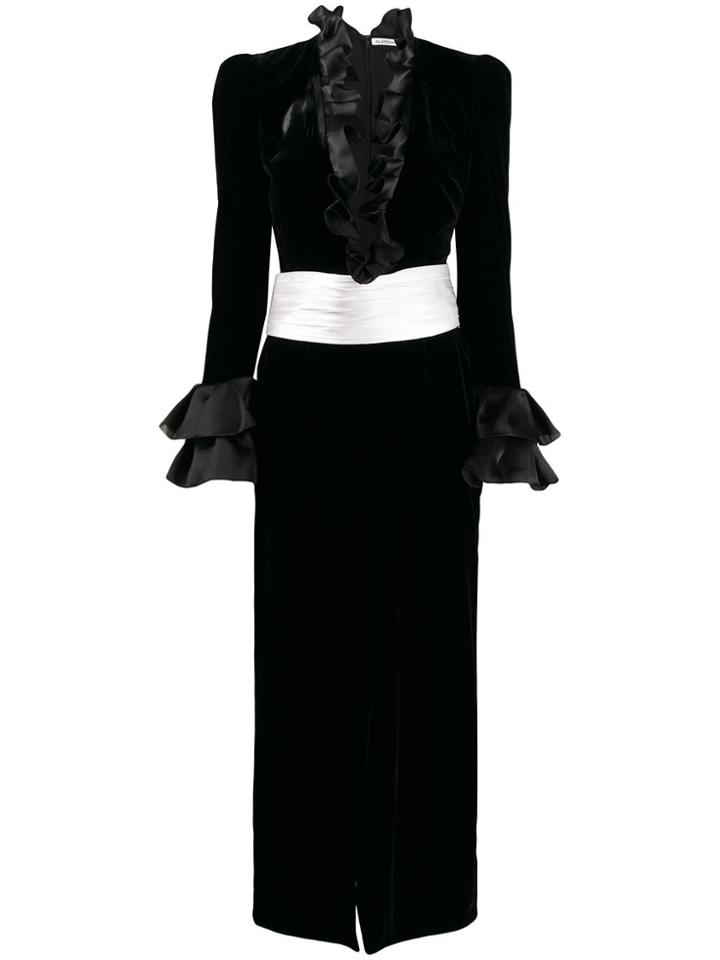 Alessandra Rich Fitted Ruffle Dress - Black