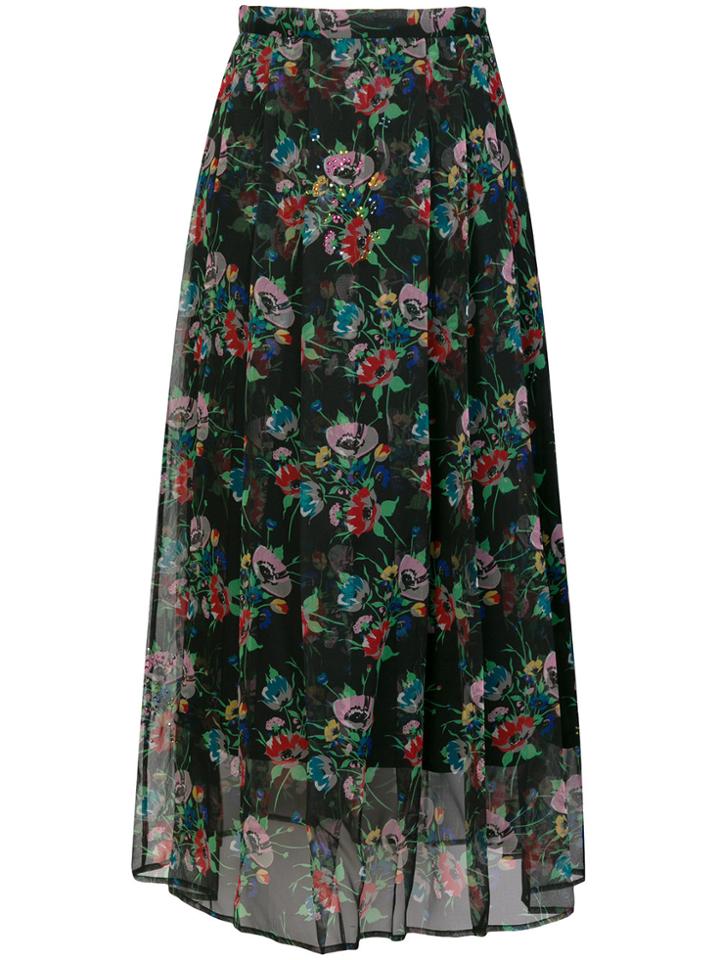Christopher Kane Archive Floral Pleated Skirt - Black
