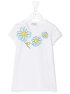 Monnalisa Floral Patch T-shirt, Girl's, Size: 7 Yrs, White