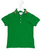 Gucci Kids Gg Bengal Tiger Collar Polo Shirt, Boy's, Size: 12 Yrs, Green