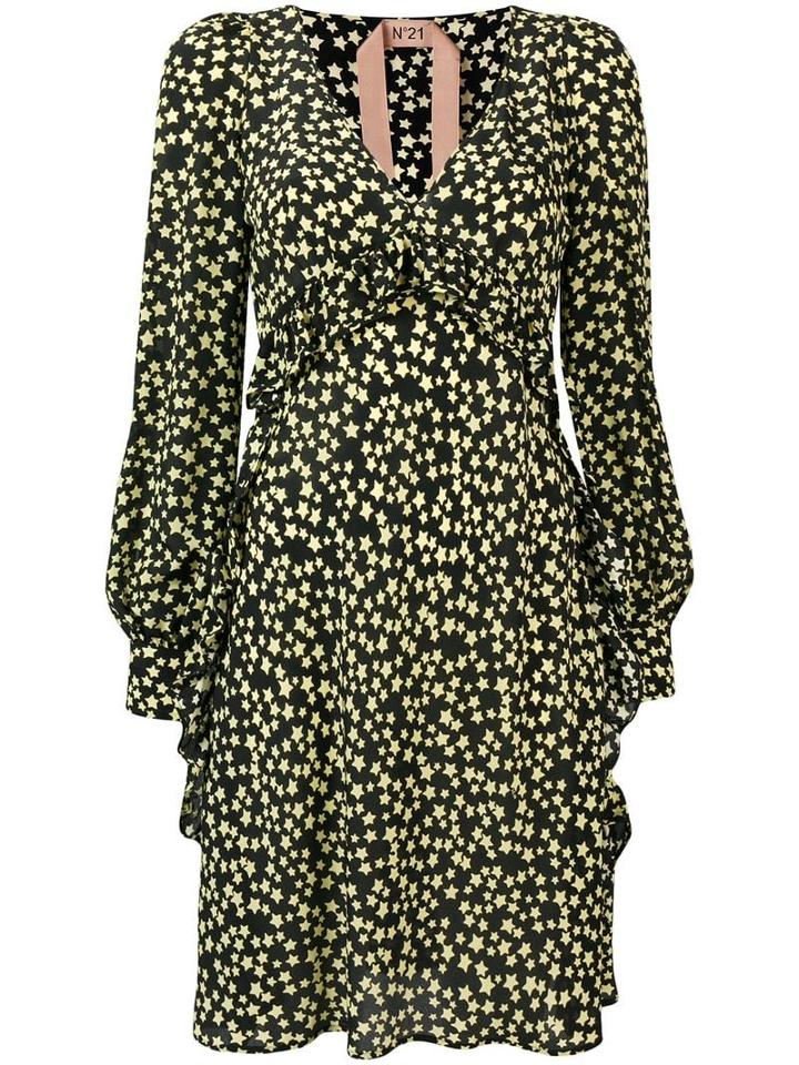 Nº21 Star Print Flared Dress - Black