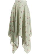 Loewe Floral Asymmetric Skirt - Green