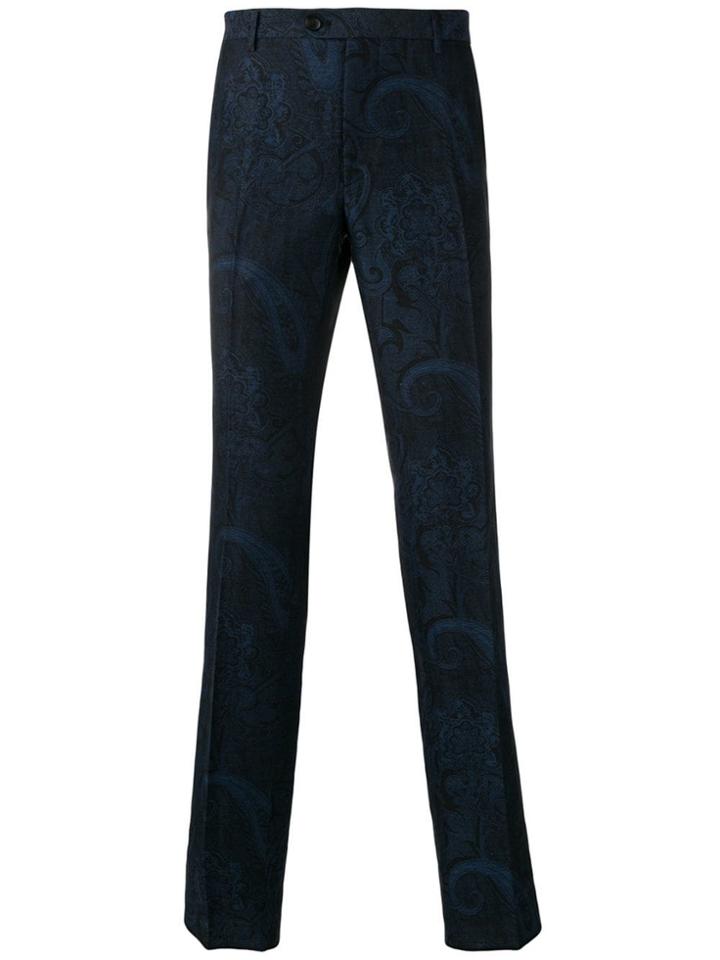 Etro Paisley Print Slim-fit Chinos - Blue