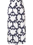 Msgm Printed Pleated Skirt - White