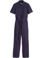 Burberry Cotton Linen Workwear Jumpsuit - Blue