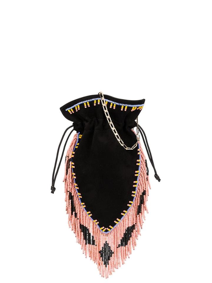 Les Petits Joueurs Fringed Shoulder Bag - Black