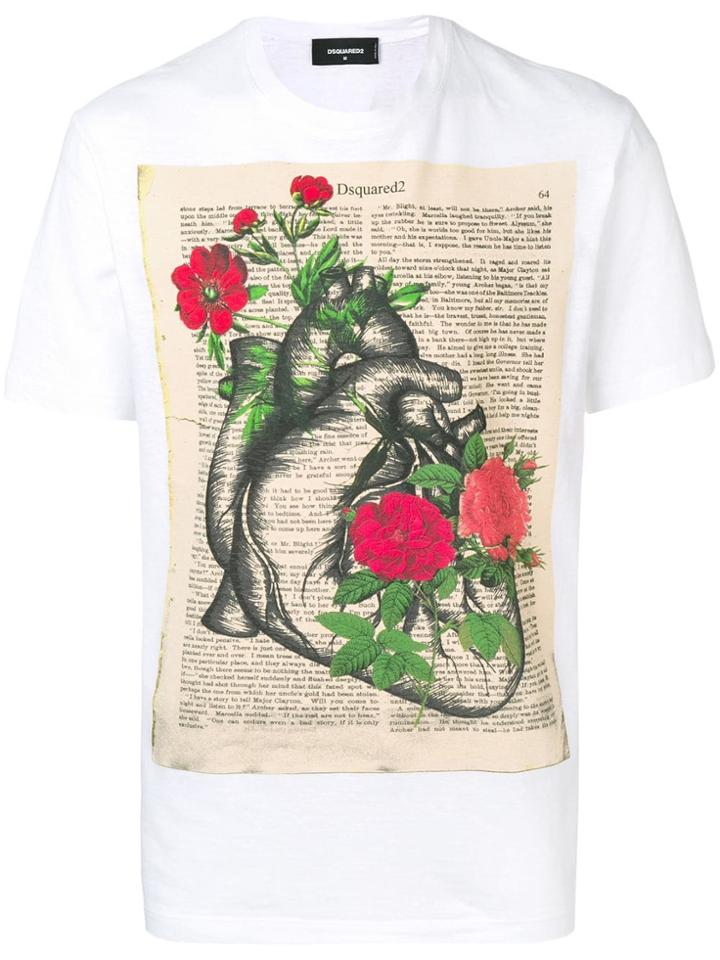 Dsquared2 Book Page Printed T-shirt - White