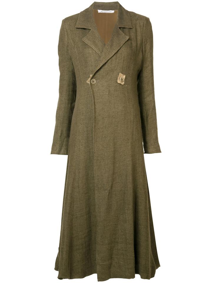 Cherevichkiotvichki - Flared Distressed Coat - Women - Linen/flax/silk - M, Green, Linen/flax/silk