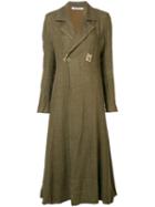 Cherevichkiotvichki - Flared Distressed Coat - Women - Linen/flax/silk - M, Green, Linen/flax/silk