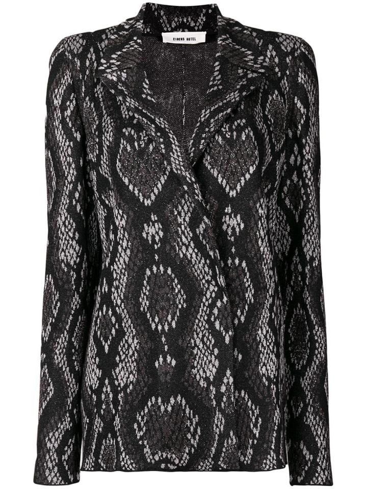 Circus Hotel Snakeskin Pattern Knitted Blazer - Black