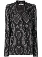 Circus Hotel Snakeskin Pattern Knitted Blazer - Black