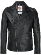 Education From Youngmachines Star Embroidered Biker Jacket - Black