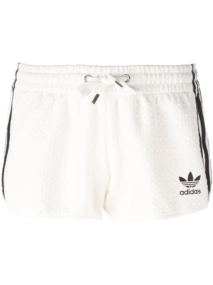 Adidas Originals Three Stripe Shorts, Women's, Size: 44, White, Polyester/spandex/elastane/viscose