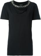 Twin-set Embellished Neck T-shirt, Women's, Size: Large, Black, Cotton/polyamide