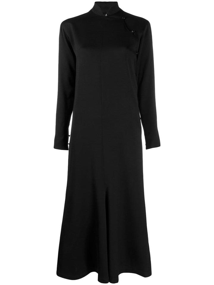 Kenzo Pre-owned 1990's Mock Collar Midi Dress - Black