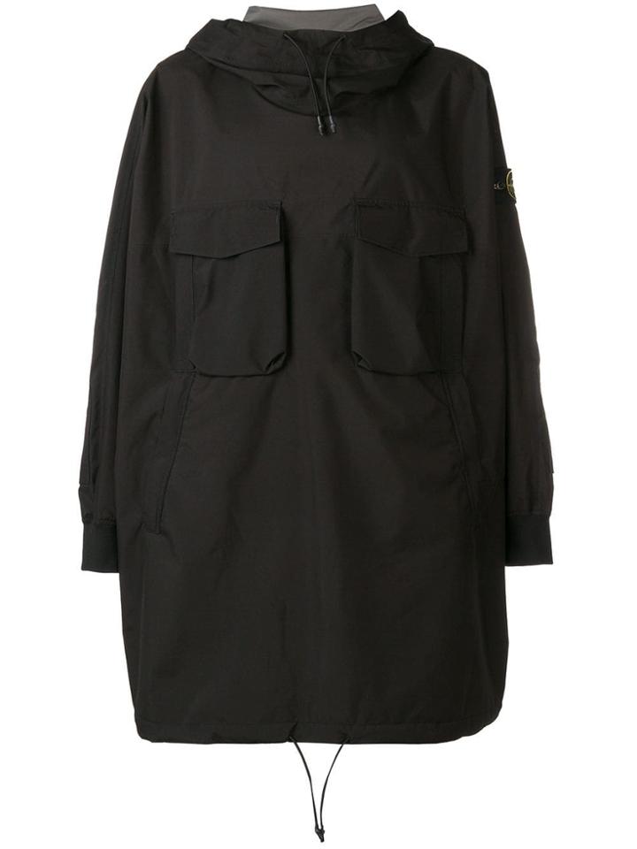 Stone Island Hooded Pullover Coat - Black