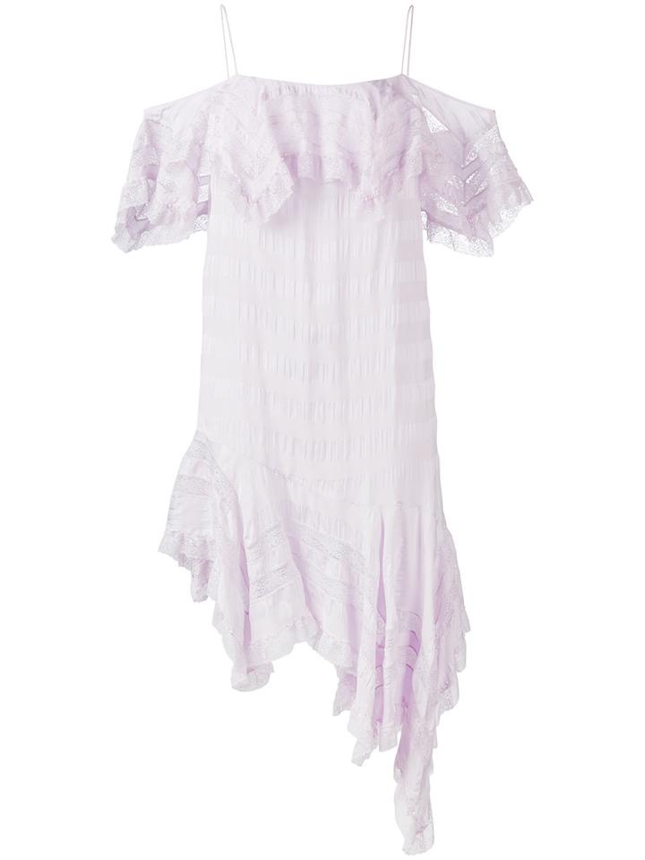 Philosophy Di Lorenzo Serafini - Lace Panel Asymmetric Dress - Women - Polyamide/viscose - 42, Women's, Pink/purple, Polyamide/viscose