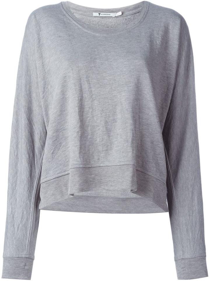 T By Alexander Wang Scoop Neck Sweatshirt, Women's, Size: Xs, Grey, Polyester/rayon