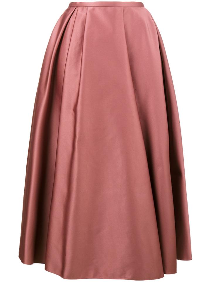 Rochas Satin Pleated Skirt - Pink & Purple