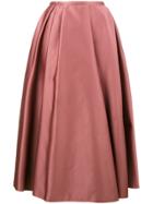 Rochas Satin Pleated Skirt - Pink & Purple