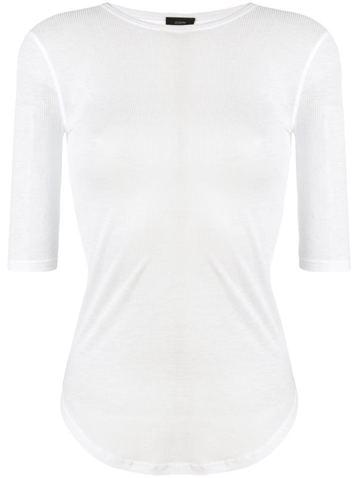Joseph Ribbed Fitted Jersey Top - White