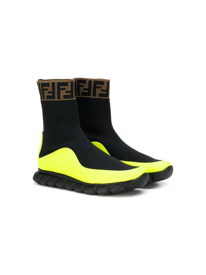 Fendi Kids Slip-on Sock-style Sneakers - Black