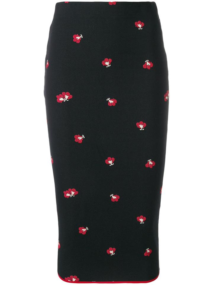 Victoria Beckham Floral Pencil Skirt - Black